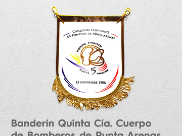 Banderín Quinta Compañía Cuerpo de Bomberos de Punta Arenas. Objeto del mes, noviembre 2022.